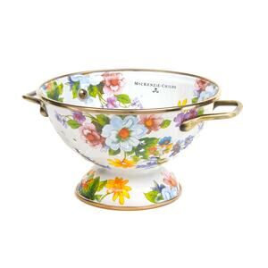 Brand New Mackenzie-Childs White Flower Market Small Colander